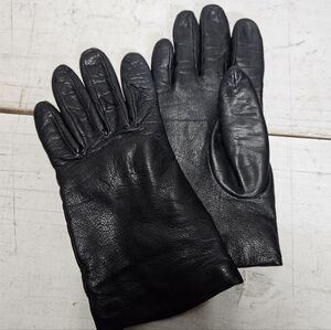 Fownes Vintage Black Genuine Leather Gloves w/ Cashmere Lining Size 6½ Womens